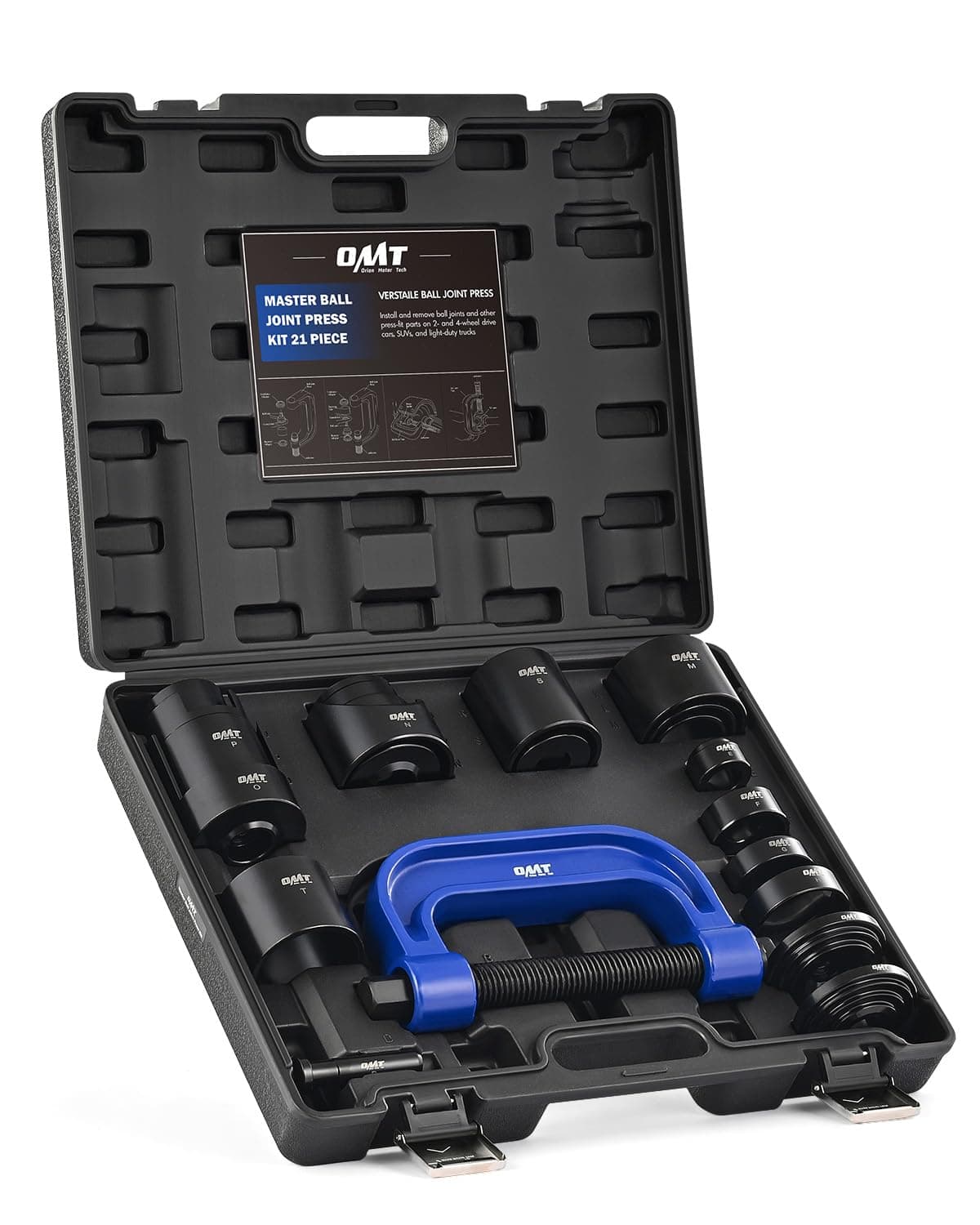 Orion Motor Tech Ball Joint Press Kit, 21pc Master Ball Joint Removal Tool, Upper and Lower Ball Joint Remover with C Frame, Heavy Duty Brake Anchor Pin U Joint Ball Joint Press Tool for 2WD 4WD Cars