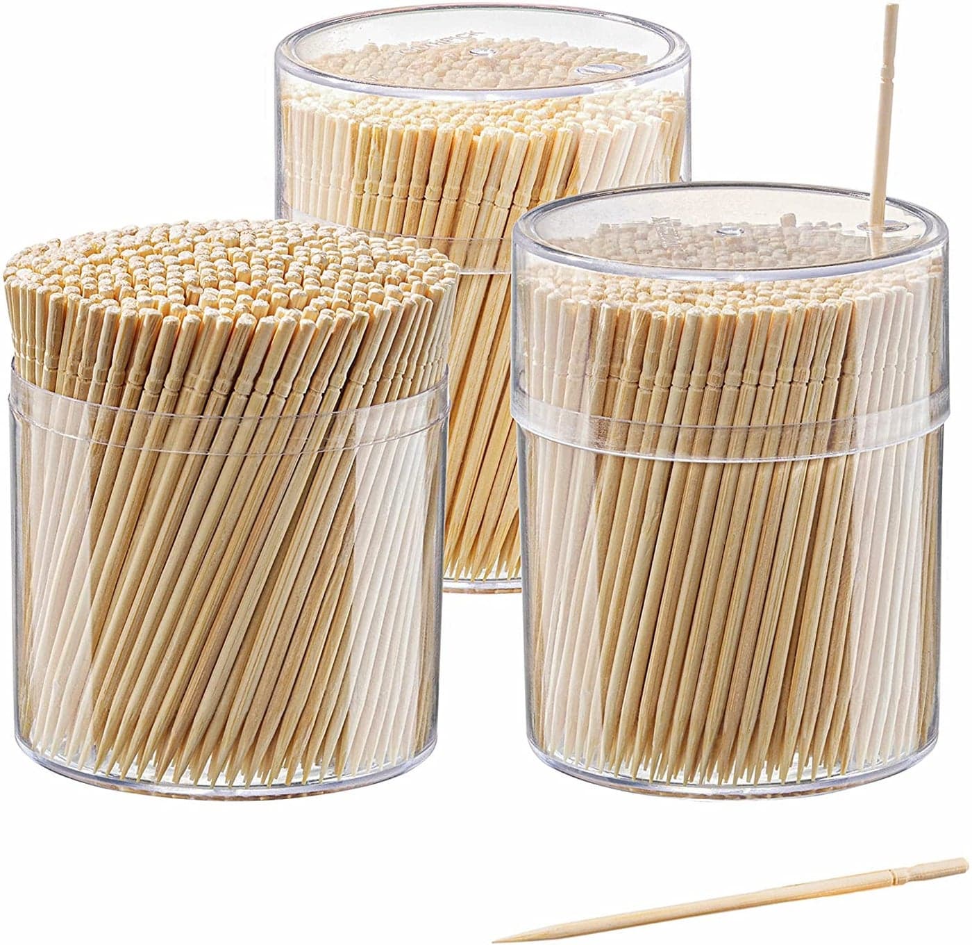 Comfy Package 1500 Count Bamboo Wooden Toothpicks Wood Round SinglePoint