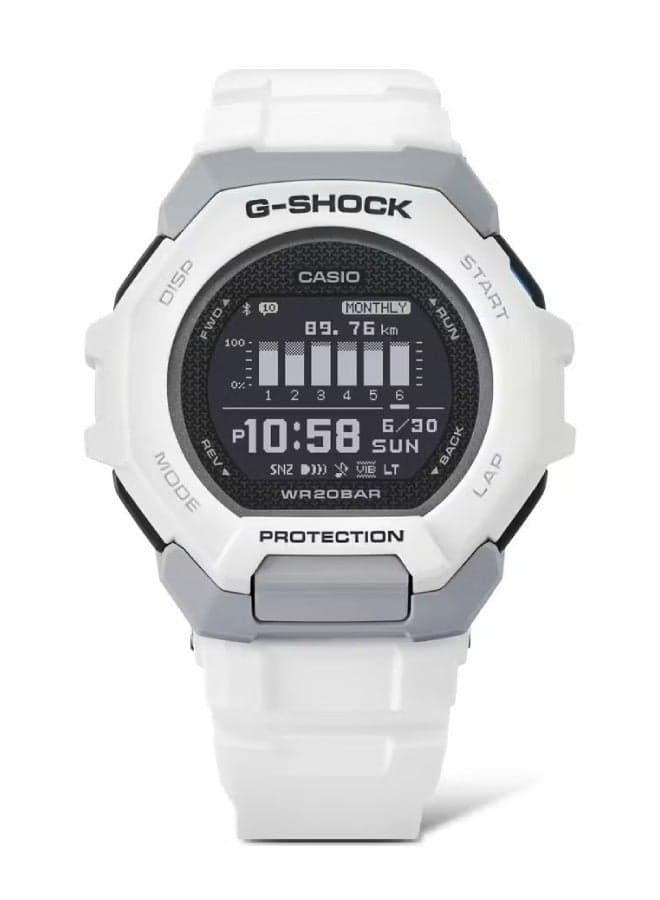 G-Shock GBD-300-7ADR G-Squad Digital Black Dial White Resin Band Men's Watch