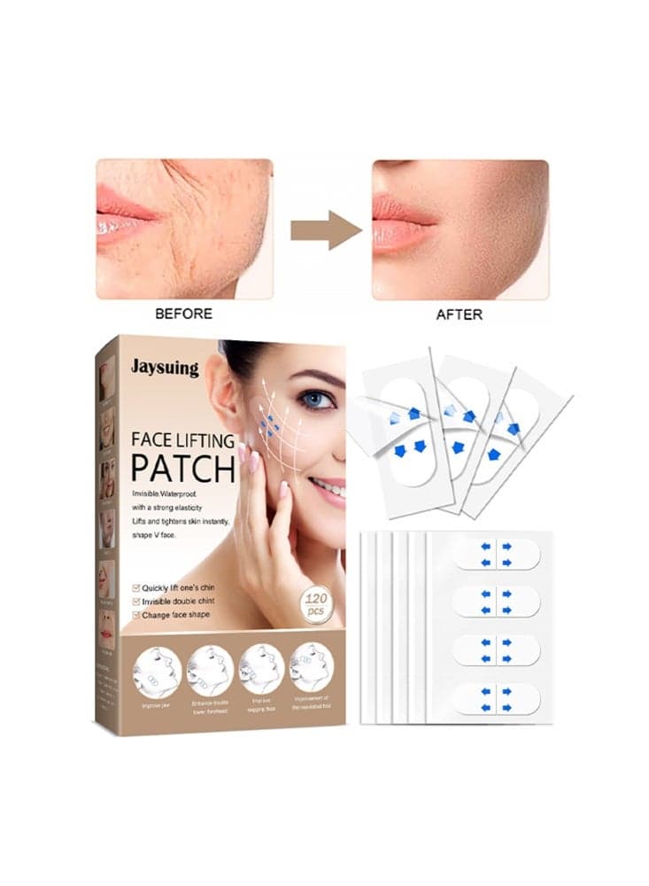 Face Lifting Patch, Invisible Ultra-Thin Waterproof, Stretchable Facial Tape, for Double Chin Eyes Skin Facial Wrinkles Double Chin 120 Pcs