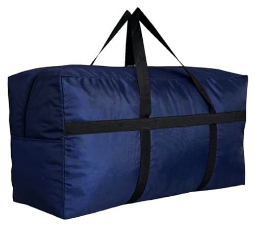DoYiKe Extra Large Storage Duffle Bag with Zippers and Handles, Heavy Duty Blue Big Foldable Bag for Travel-56x27x15Inch