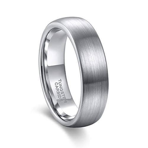 Greenpod 6mm Tungsten Carbide Wedding Band Promise Rings Domed Round Brushed Comfort Fit Size 9