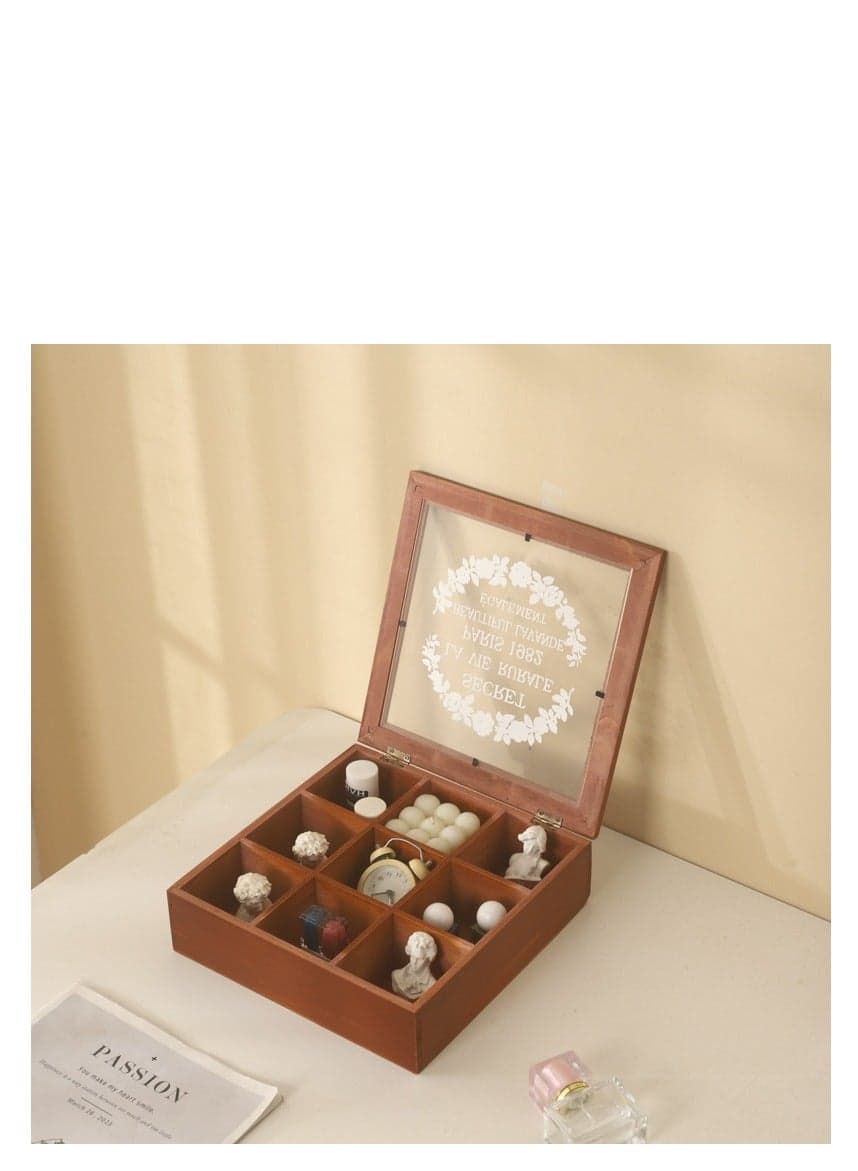 Wooden Tea Box Brown/Clear 24x24x7centimeter