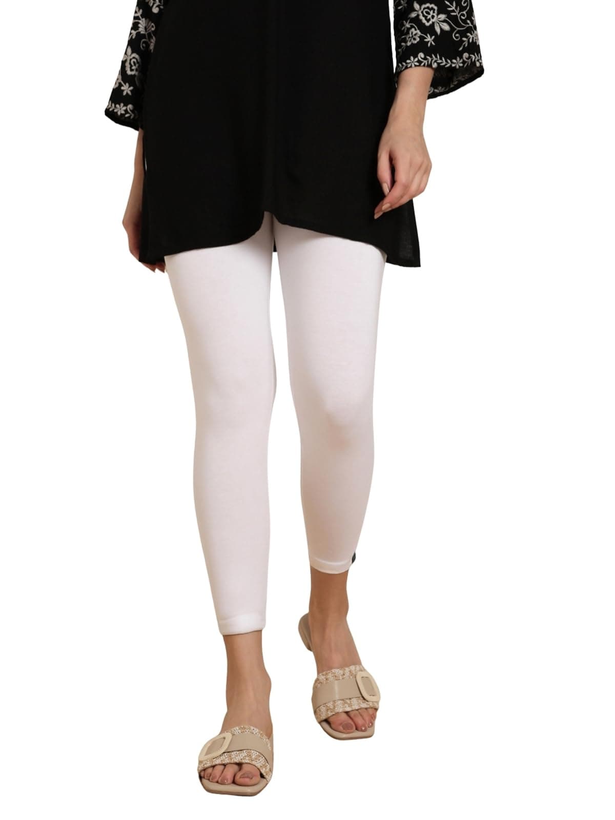 TWIN BIRDS Viscose Elastane Stretch Leggings for Women | Mid Rise Skinny Fit, High Ankle & 7/8 Cropped Length Active Legging