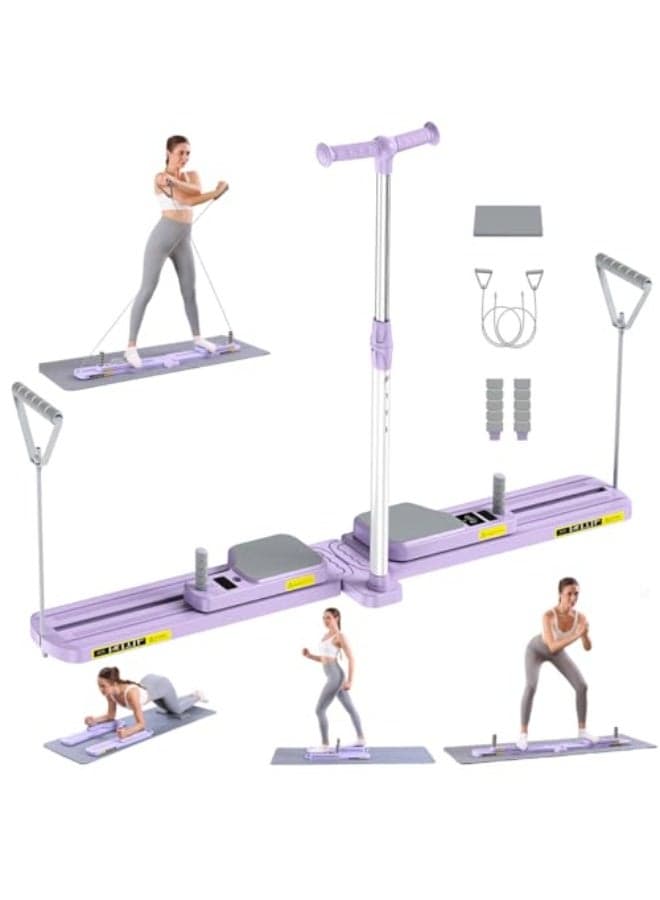 Smart Pilates Reformer Board with LED Timer - Multifunctional Home Workout Equipment with Resistance Bands, Anti-Slip Design for Core & Full Body Training, Ideal for Women & Beginners
