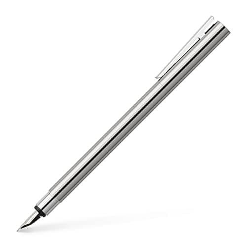 FaberCastell Neo Slim 342001 Fountain Pen Nib F Shiny Stainless Steel Silver Pack of 1