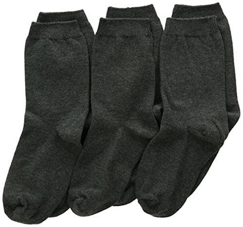 Jefferies Socks Boy's School Uniform Cotton Crew 3 Pair Pack, Charcoal, X-Large