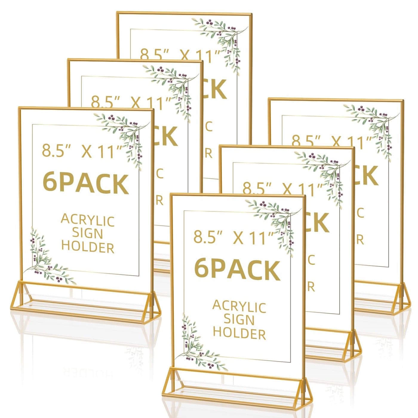 PPHSisy Acrylic Sign Holder 85X11 Clear Sign HolderDouble Sided Flyer Holder Table Menu Holder Display Stand for Wedding Table Number 6pcs