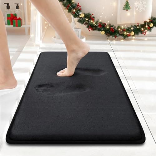 Smiry Memory Foam Bath Mat 24x16, Extra Soft and Absorbent Bathroom Mats, Non Slip Washable Carpet for Floor, Shower and Tub, Black