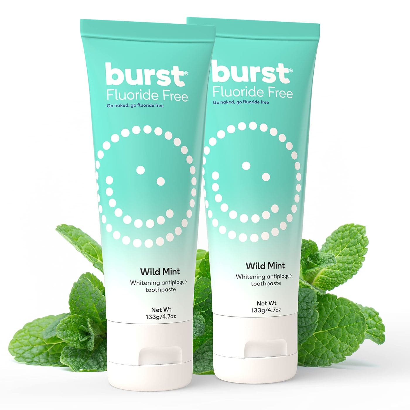 BURST Fluoride Free Whitening Toothpaste for Stain Removal 47oz2 PackWild Mint for Sensitive Teeth with Xylitol Vegan Gluten SLS Free