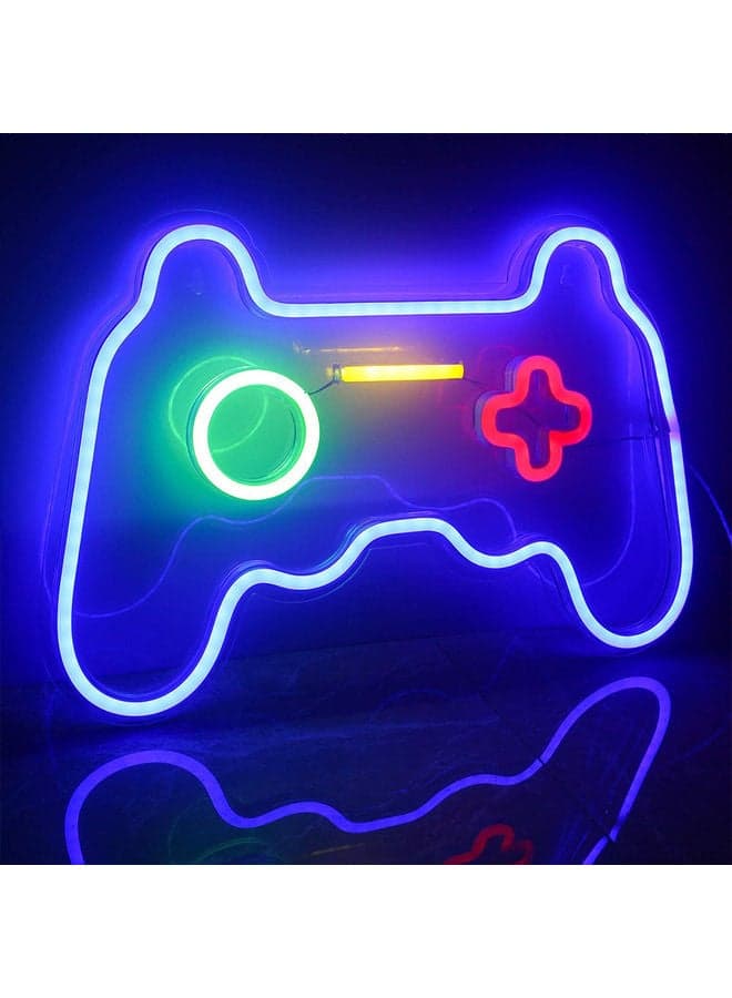 Neon Signs LED Gamepad Shaped Lights Wall Decor Multicolour 27.5 x 41cm