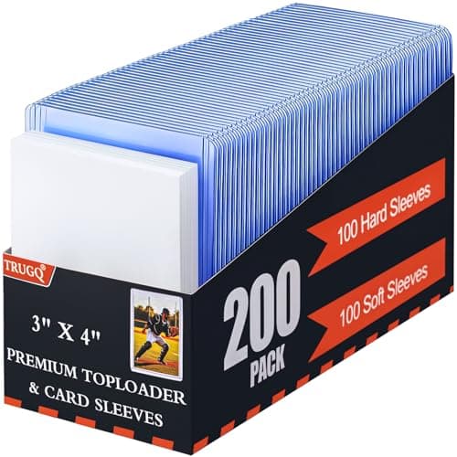 TRUGQ 200 Card Sleeves Toploads for Cards3 x 4 Baseball Card ProtectorsPremium Standard Size Trading Hard Plastic Card Holder for Sports Football Cards100 Hard Protectors 100 Soft Sleeves