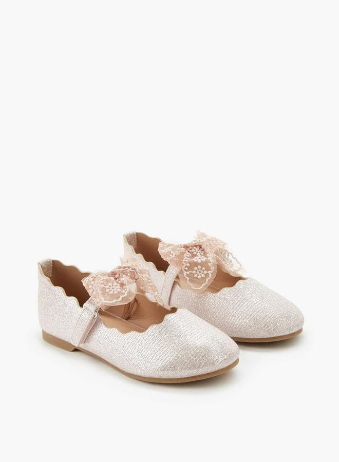 Girls Lace Bow Detail Ballerina Shoes
