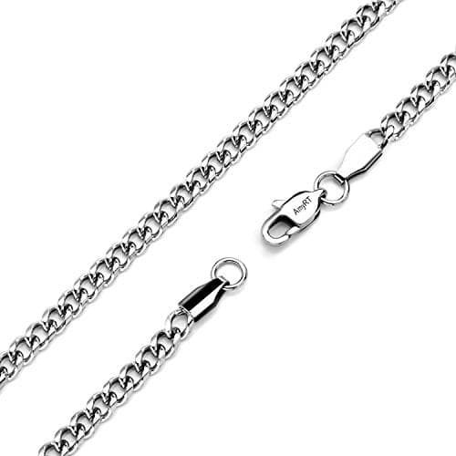 AmyRT Jewelry 4.5mm Titanium Steel Mens Beveled Curb Link Chain Silver Gold Necklace 16 in