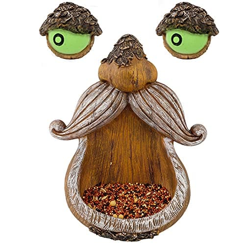 Juegoal Tree Face Decor Bird Feeder Outdoor, Eyes Glow in Dark Fun Old Man Tree Hugger Sculpture Yard Art Garden Lawn Ornament Decoration