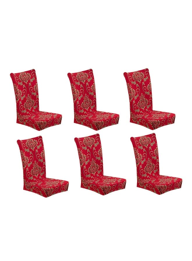 6-Piece Bohemian Design Dining Chair Cover Set Red/Gold