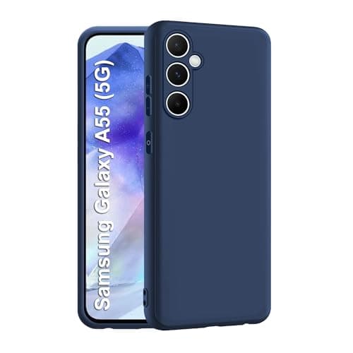 CEDO Back Cover for Samsung Galaxy A55 (5G) | Camera Bump Protection & Inner Velvet Fabric Lining | Ultra Slim Matte Soft Rubberised Case Cover (Blue)