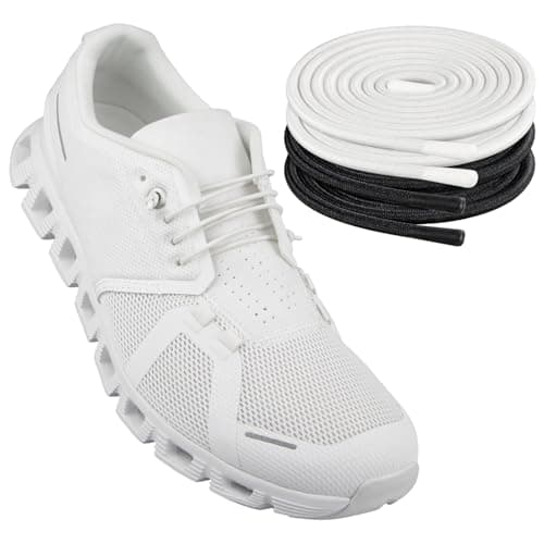 Endoto 2 Pairs Elastic Shoelaces for ON Cloud 5 & 6 No Tie Replacements Shoes Laces Stretchy Bungee Running Training(Color:Black+White,Size:18Inch)