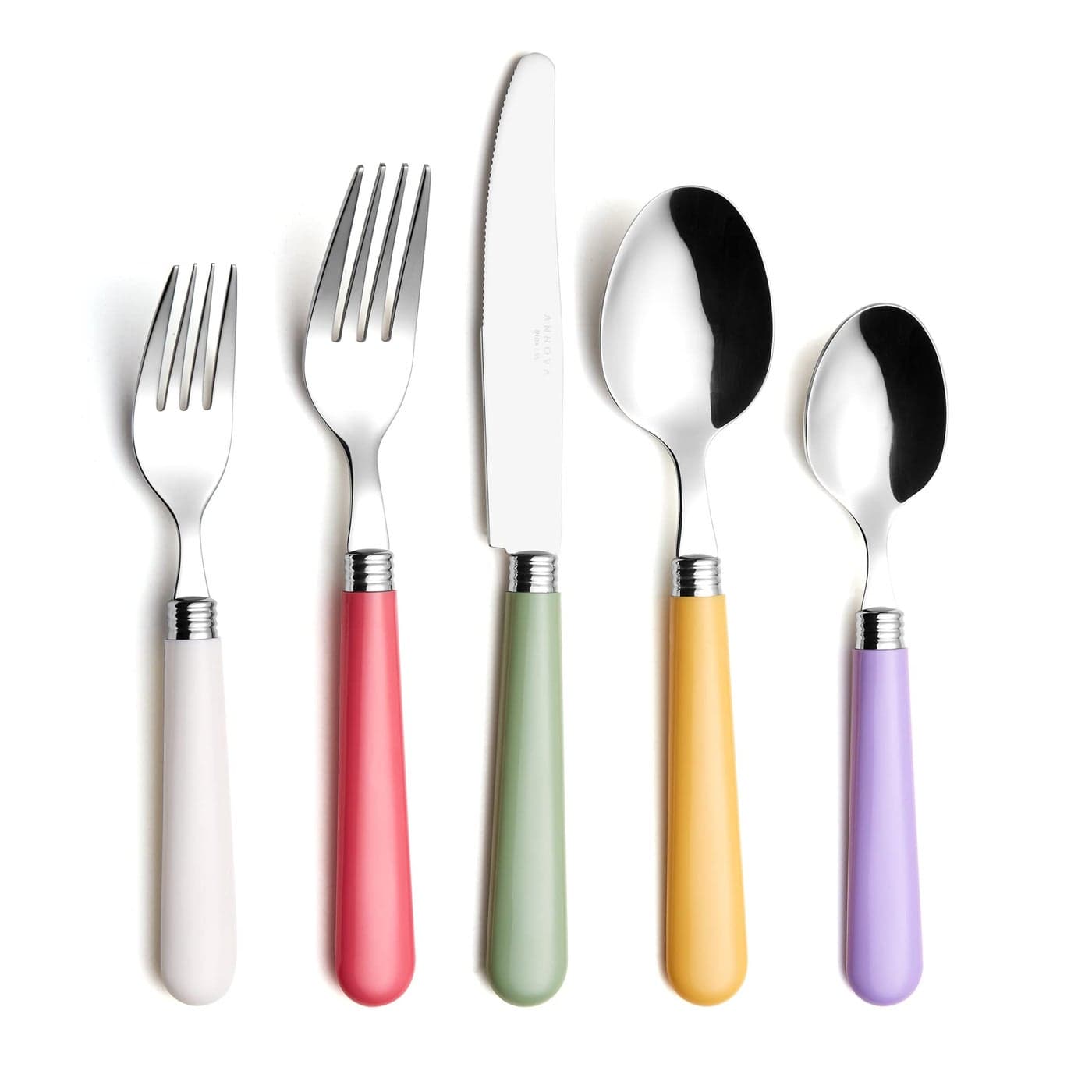 ANNOVA Silverware Set 20 Pieces Stainless Steel Cutlery Color Handle Flatware 4 x Dinner Knife 4 x Dinner Fork 4 x Salad Fork 4 x Dinner Spoon 4 x Dessert Spoon Mix Color