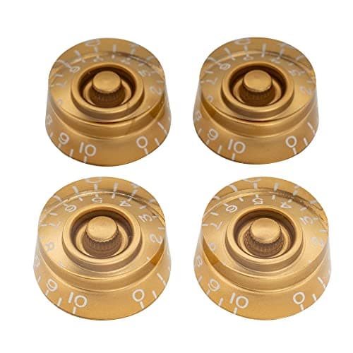 Musiclily Pro Inch USA LP Guitar Speed Knobs Fine 24-Spline Tone Volume Control Knobs for USA Les Paul CTS Pots Electric Guitar, Gold (Set of 4)