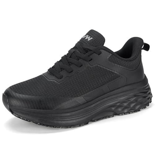 AVW Non Slip Work Shoes Women AllWeather WaterResistant Walking Sneakers Breathable Slip Resistant Black Shoes for Food Service
