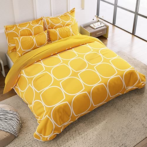THE HOME STYLE 400 TC Supersoft Cotton Feel Glace Cotton Elastic Fitted Printed King Size Double Bed Bedsheet wih 2 Pillow Cover (72"x78", Cadet Yellow)