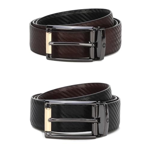 Louis Philippe Men 100% Italian Leather Dual Tone Zinc Alloy Buckle Formal Reversible Belt