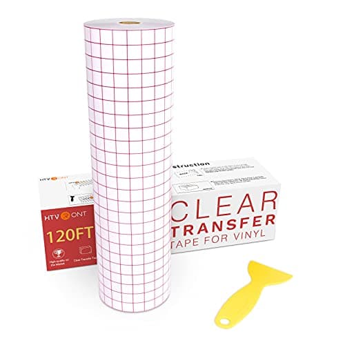 HTVRONT Transfer Tape for Vinyl - 12" X 120 ft w/Red Alignment Grid Transfer Paper for Adhesive Vinyl, Silhouette Cameo Vinyl Transfer Tape for Vinyl for Decals,Signs, Windows, Stickers