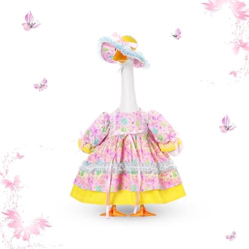 FuWeave Spring Goose Outfit Flower Porch Goose Clothes for 23 Large Statue Outdoor Patio Yard Lawn Art DecorationButterfly B17 inch