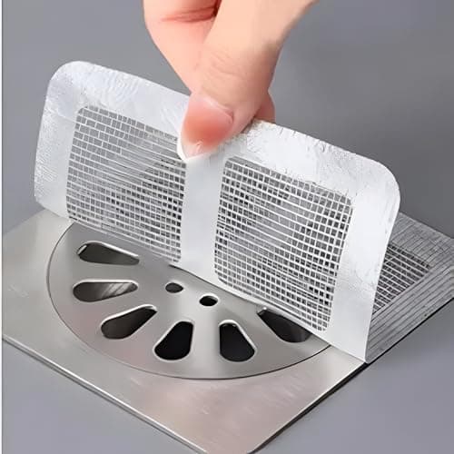 Netfly Large Upgraded Drain Cover Hair Catcher Disposable Waterproof Drain Guard Mesh Stickers Drainage Jali Shower Drain Cover for Bathroom Floor Sink Bathtub (4 Inch x 4 Inch) (Pack of 20)