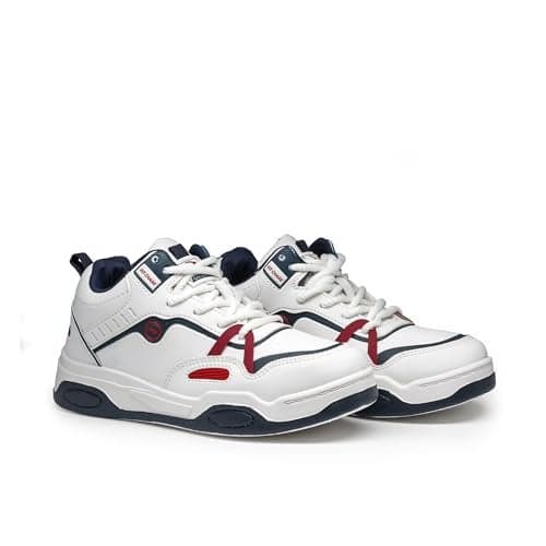 ASIAN Men VEGAS-11N Stylish Casual Mid Top Sneakers and Trendy Shoes with Laces for Men & Boys | _VEGAS-11NcWHTNVYRED-7,UK 7