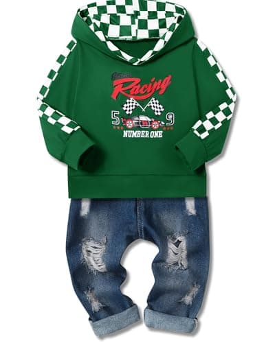 WESIDOM Toddler Boy Clothes,Long Sleeve Printing Hoodie+Jeans Pants Toddlers Boys Outfits Set 1-6Y Kids Clothing