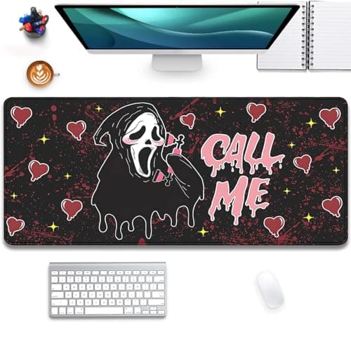 Call Me Mouse Pad Ghostface Desk PatMouse Mat Large Desk Mat for DesktopStitched Edges NonSlip Waterproof Rubber Base Mous Mat for Office Computer Keyboard Laptop and Home275X118 in