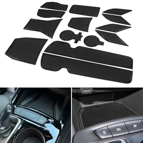 for 2025 Chevy Trax Accessories - for 2024 2025 Chevrolet Trax (LS,1RS,LT,2RS,ACTIV) Cup Holder Inserts Door Slot Mat Compartment Center Console Liners (14 Pcs, Black Trim)