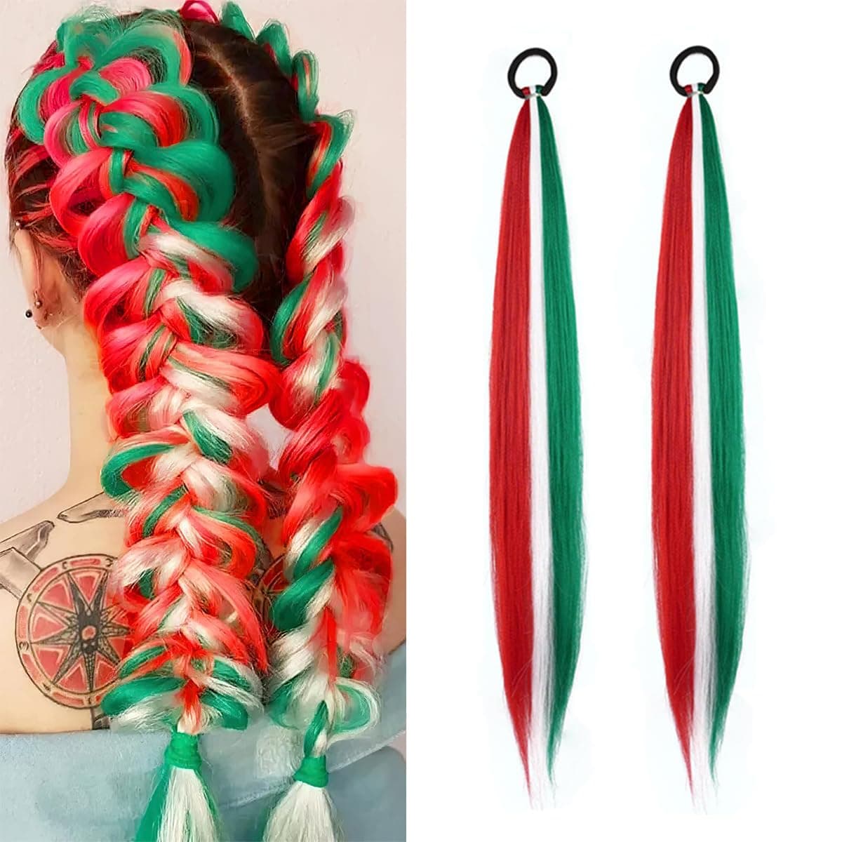 Jumbo Braiding Hair Extensions for Women 20 Inch Colored Braid Hair Synthetic Red White Green Braiding Hair PreStretched HighTemperature Fiber Braids Extensions for Girls Braiding
