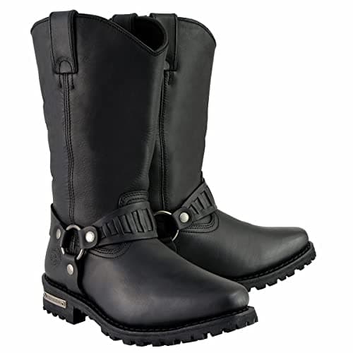 Milwaukee Leather Men’s Classic Harness Black Leather 11-Inch Western Style Motorcycle Boots MBM9015-10