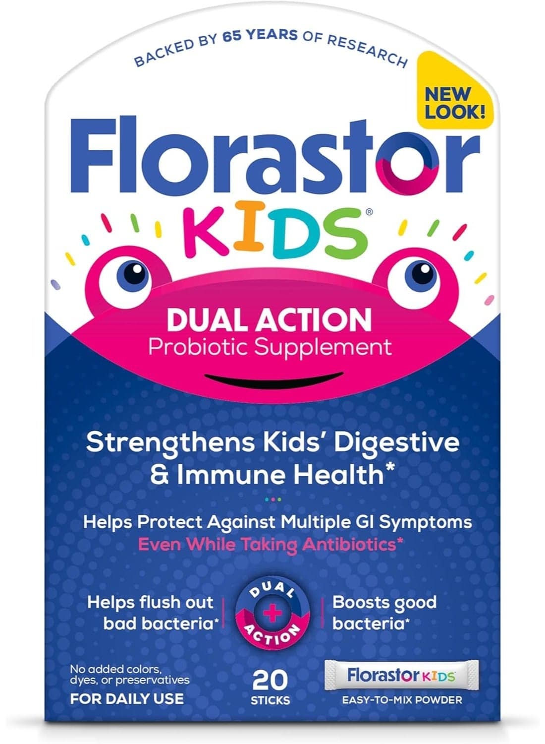 Kids Daily Probiotic Supplement, Unflavored Powder Mixes with Food or Beverage, Use with Antibiotics, Saccharomyces Boulardii CNCM I-745 (20 Powder Sticks)