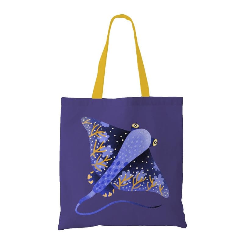 The Purple Tree Sting Ray Tote Bag witH for Women - 1 Pc, Woman Tote Bag, Eco Friendly Tote, Underwater Theme Bags, Gifts For Women