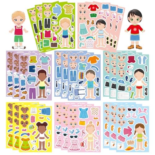 24 Sheets Make a Face and Dress Up Stickers for Girls Boys Make Your Own Stickers for Kids Toddlers Preschool Children Crafts Party Favor Rewards Art Craft Birthday Gift