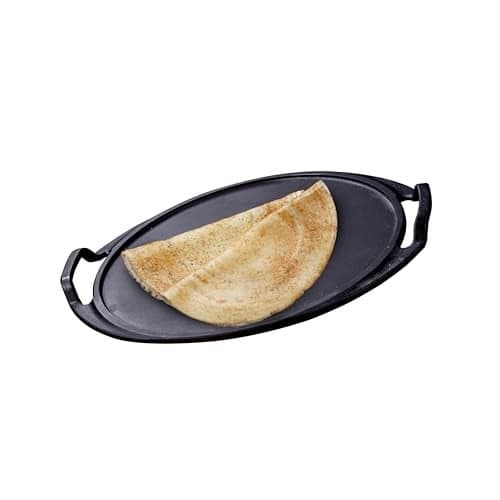 Crystal Pre-Seasoned Cast Dosa Tawa with 2 Handles 300 Mm | Free Handle Cover | 100% Toxin Free | Naturally Non Stick | Long Lasting | Induction & Gas Stove Compatible