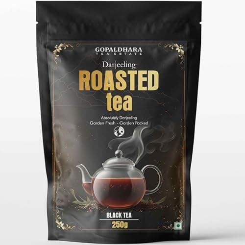 Gopaldhara Roasted Darjeeling Tea - 250g Stand up Pouch | 100% Pure & Original Leaf Tea | Flavoury Golden Orange Pekoe | Black Tea | Rich Taste & Flavour from 7000 Feet Mountain (250 Gram)
