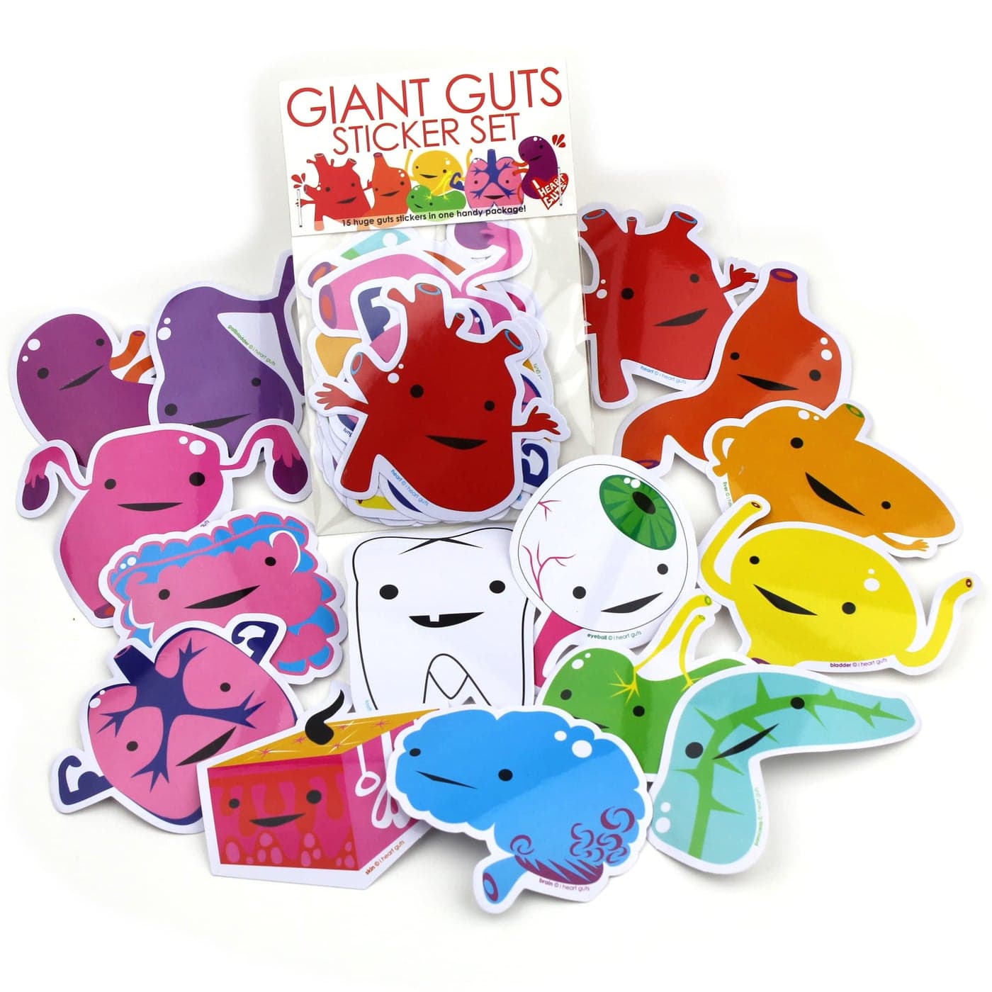 Giant Guts Sticker Set 15 Organs and Friends
