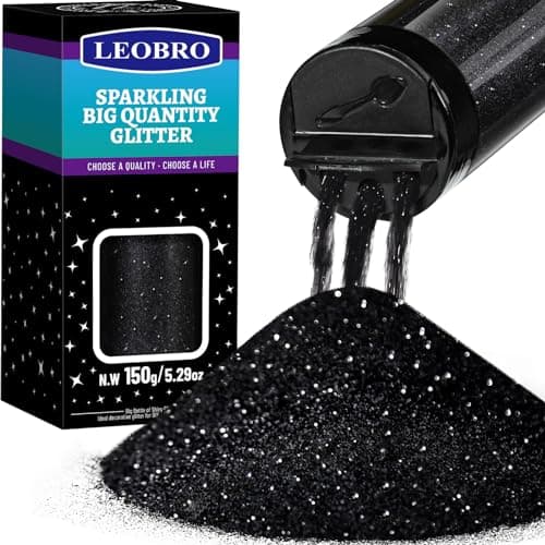 LEOBRO Black Glitter 150g529oz Black Fine Glitter for Crafts Resin DIY Arts and Crafts Halloween Decorations 02MM