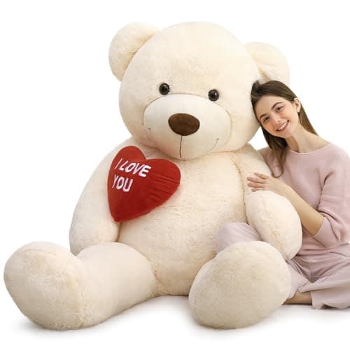 MaoGoLan Big Teddy Bear 5 Feet Tall I Love You Red Heart Giant Stuffed Animal for Girlfriend Boyfriend Wife Lover Valentines Anniversary Birthday