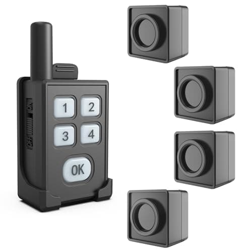 Portable Outdoor Perimeter Alarm System 14 Mile Waterproof Wireless Motion SensorDetector Personal Security for WildlifeStranger AlertCampingHikingHuntingFishing 1 Receiver4 Sensors