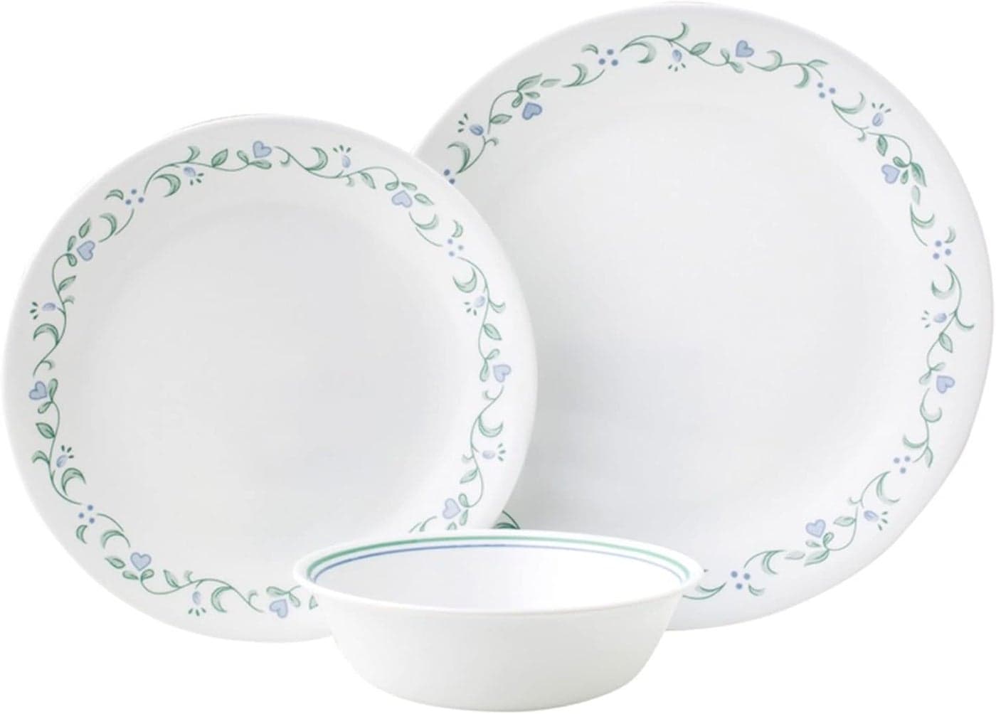 Corelle Dinnerware Set 12pc Set Country CottageDinner Set for 4 4 x Dinner Plates Side Plates Bowls 3 X More Durable Half The Space Weight of Ceramic up to 80 Recycled Glass 1146844