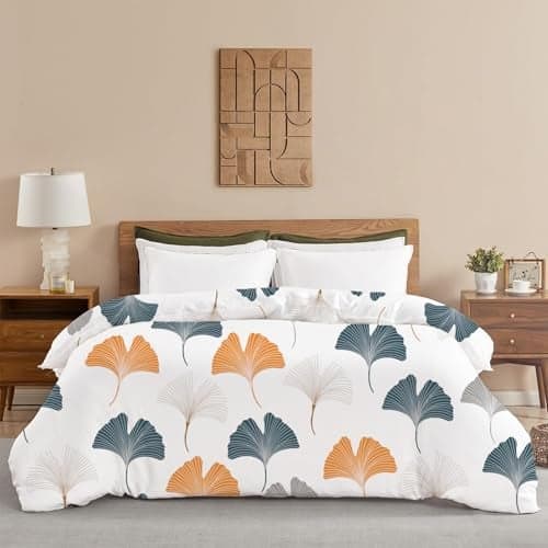 HOMEMONDE Duvet Cover Double Bed 210 TC Soft Cotton Comforter Cover with Corner Ties | Quilt Cover | Rajai Cover | Blanket Cover | Double (80 x 90 Inches) | 1 Piece Duvet Cover | Mustard & Grey
