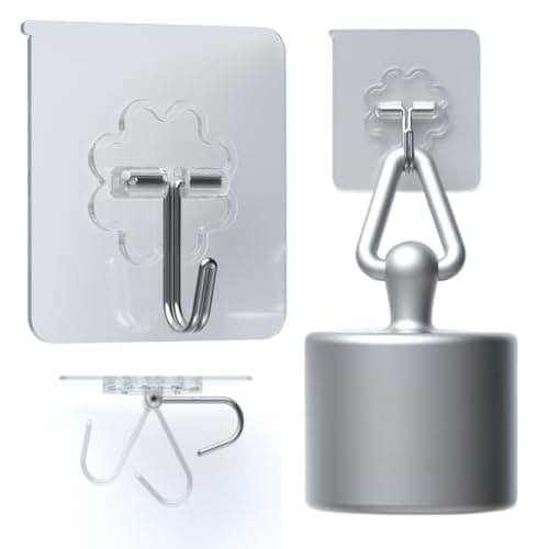 DDMY 24 Packs Hooks for Hanging Wall Hooks Transparent Reusable Waterproof Adhesive Hook for Kitchen Curtain, Towel Hook for Bathrooms, Heavy Duty Self Coat Hook for Walls No Damage