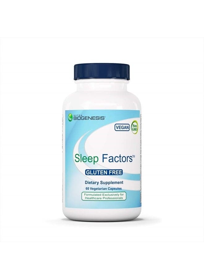 Sleep Factors - Sleep Aid Supplement for Adults with Melatonin, Magnesium, Valerian Root, GABA & L-Theanine, Natural Sleeping & Rest Support - 60 Veggie Capsules