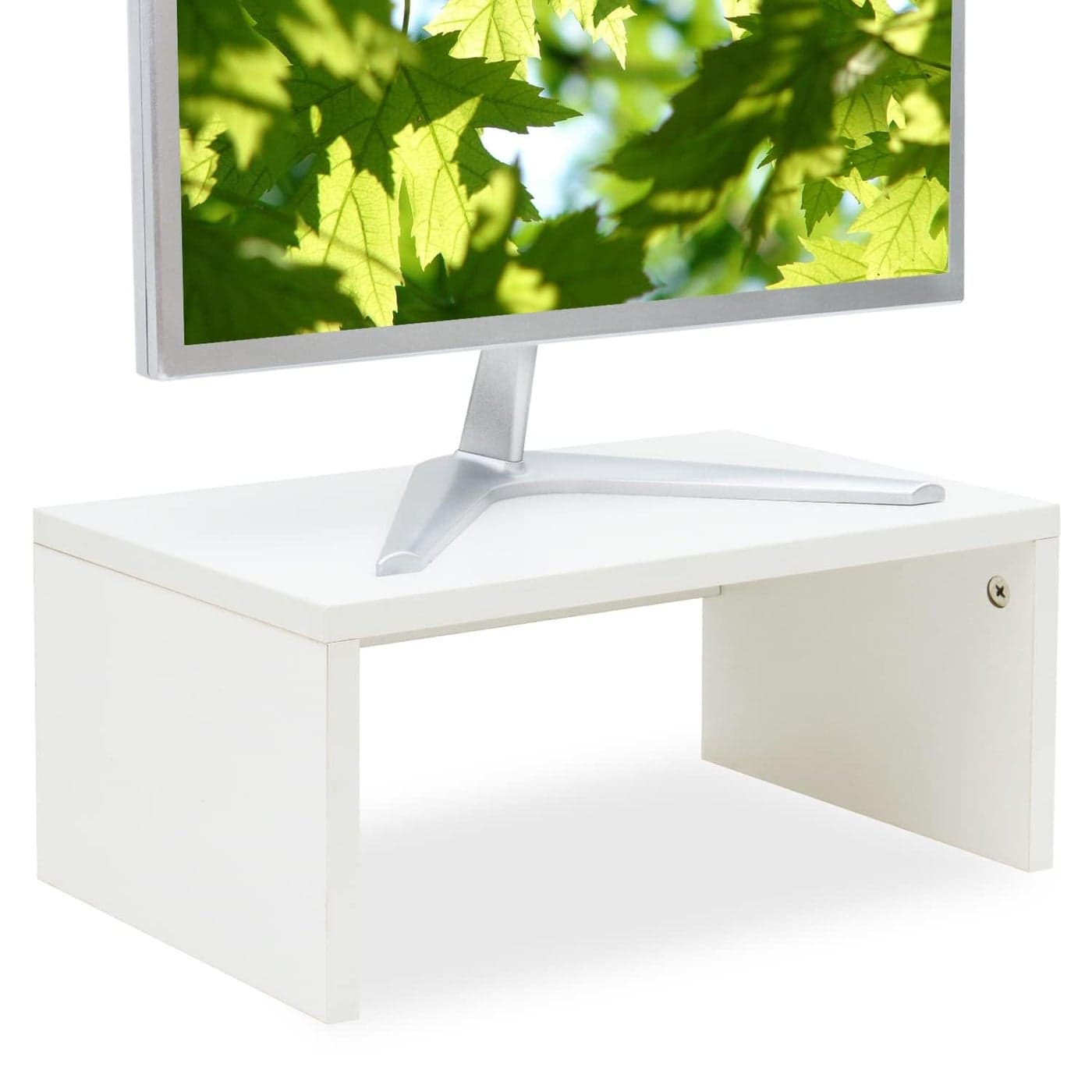 TEAMIX 67 inch Height Monitor Stand Riser Wood Monitor Riser with Storage for Desk Small Monitor Stand TVScreenPCLaptop Riser Computer Stand Desktop Shelf WhiteHigher